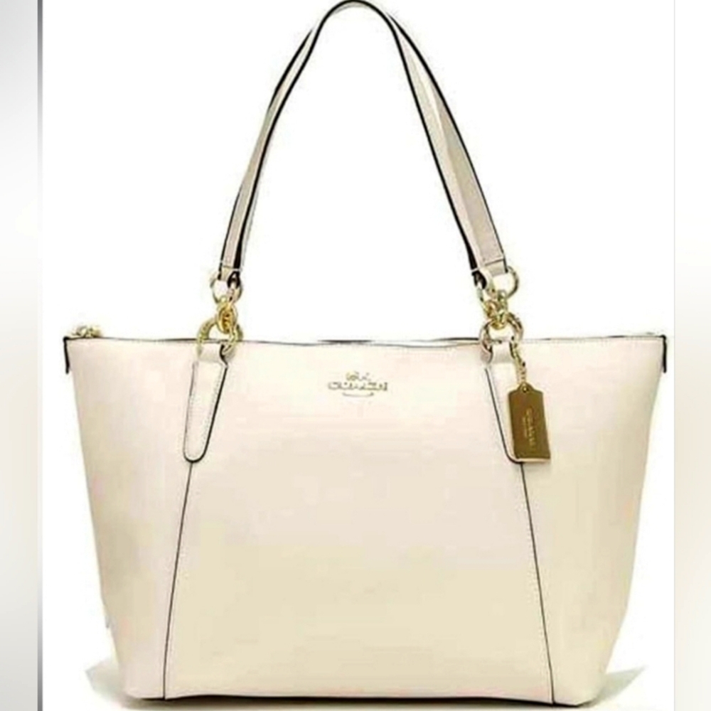 COACH Designer Cream Ava Tote Bag purse handbag